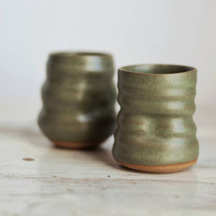 Gravesco Pottery - Wholesale Drinking glass/cup - Artist Choice Little Sippers Sage Green Pottery Shot Cup4