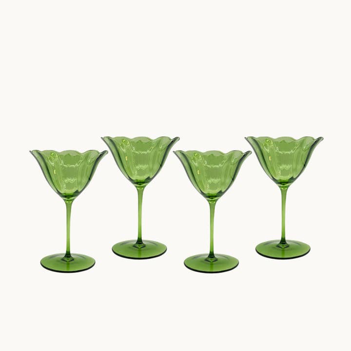 Lily green wine glass set (set of 4) for wholesale by Duggan Society