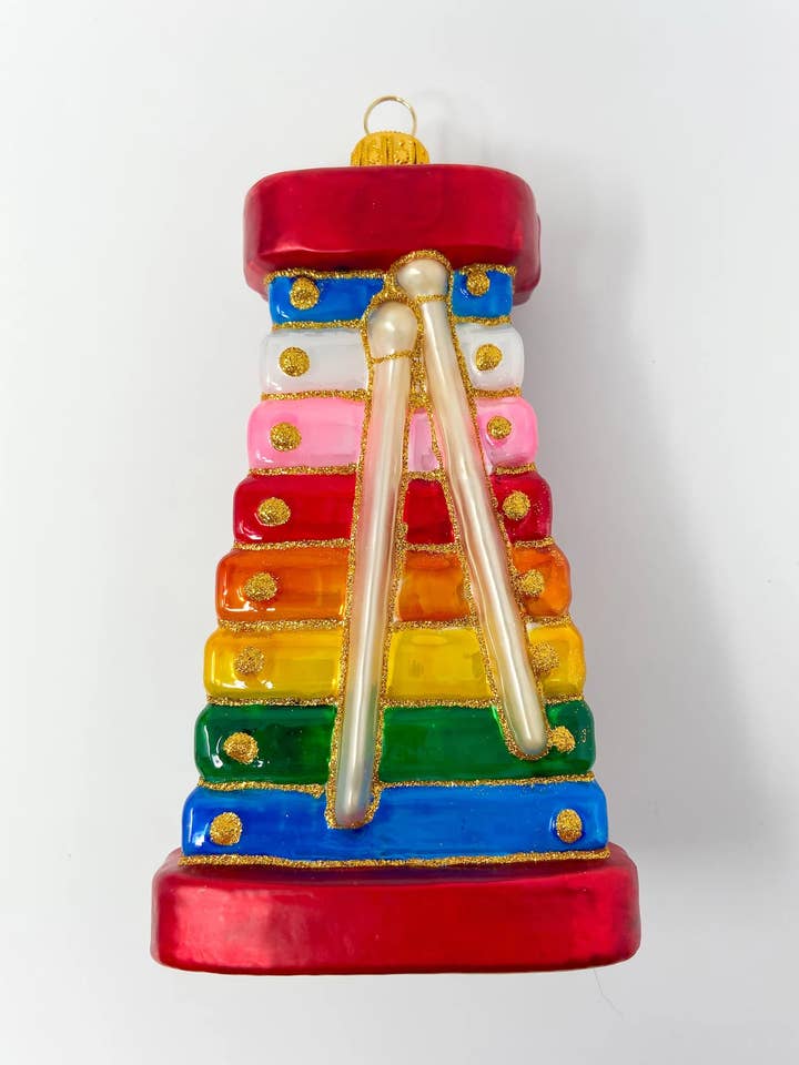 Retro Xylophone Holiday Polish Glass Christmas Ornament for wholesale by Kenzies of London