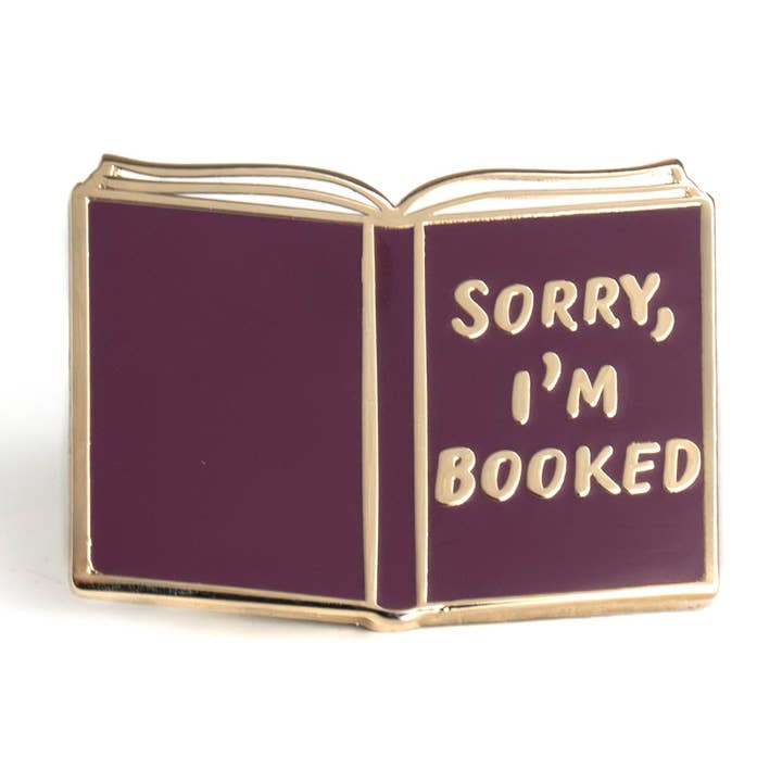 Sorry, I'm Booked Enamel Pin for wholesale by Bona Fide Bookworm