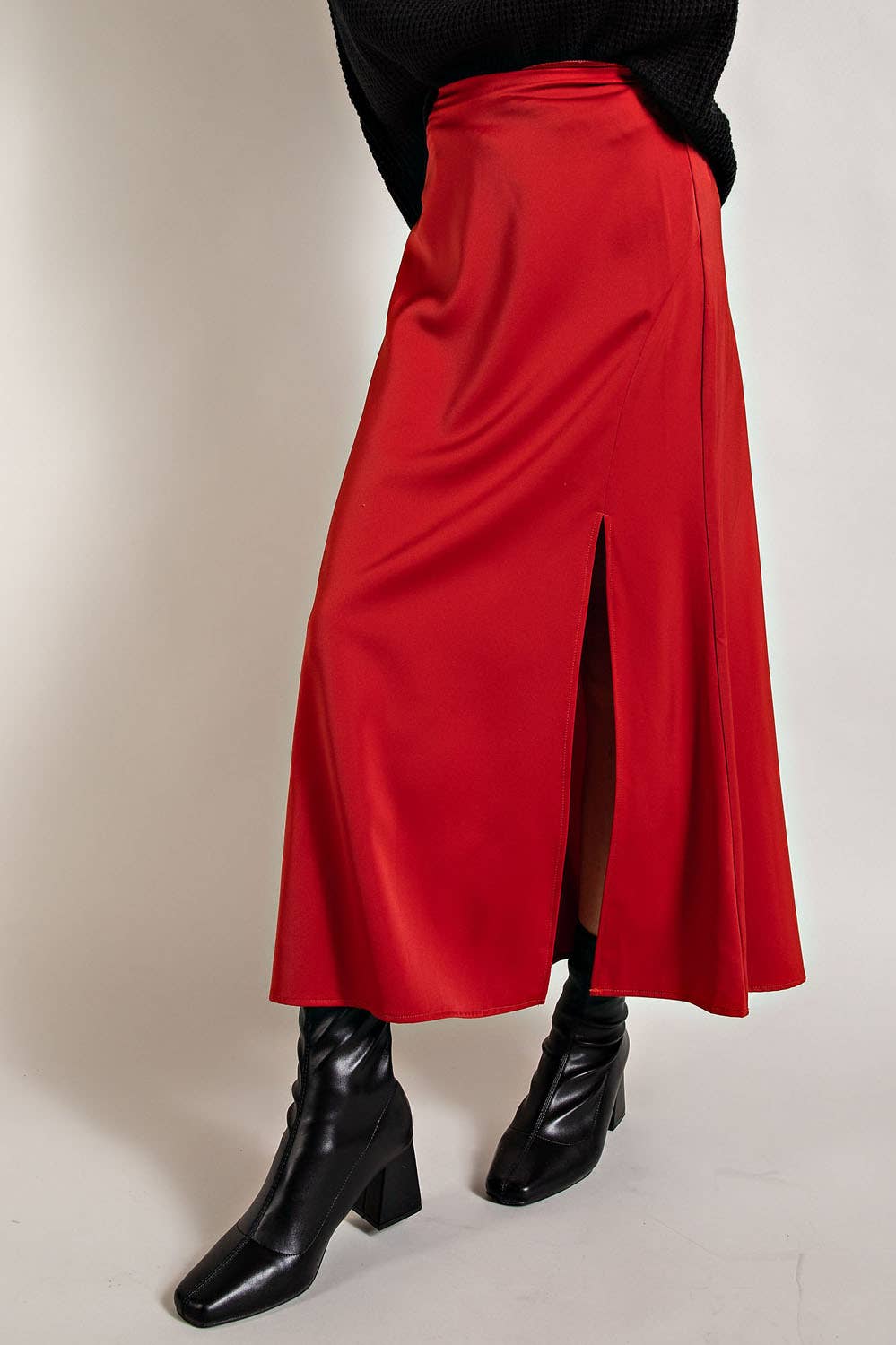 FSL Apparel - Wholesale Skirt - Women's - IS8028 - SATIN FLARED SKIRTS WITH SIDE SLIT3