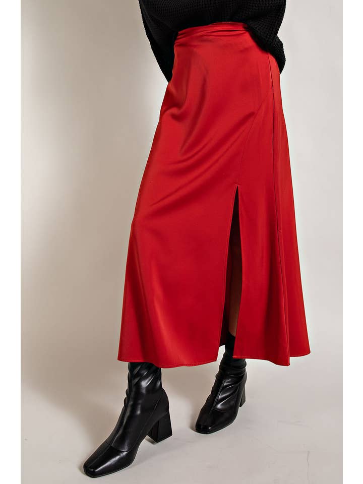 FSL Apparel - Wholesale Skirt - Women's - IS8028 - SATIN FLARED SKIRTS WITH SIDE SLIT3