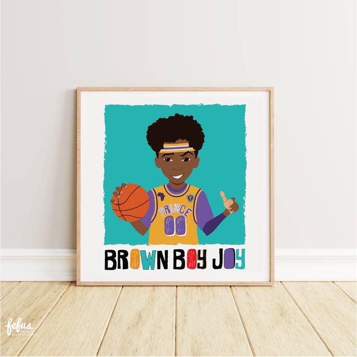 Khaleeq - BROWN BOY JOY BASKETBALL WALL ART | Fefus Designs for wholesale by Fefus Designs