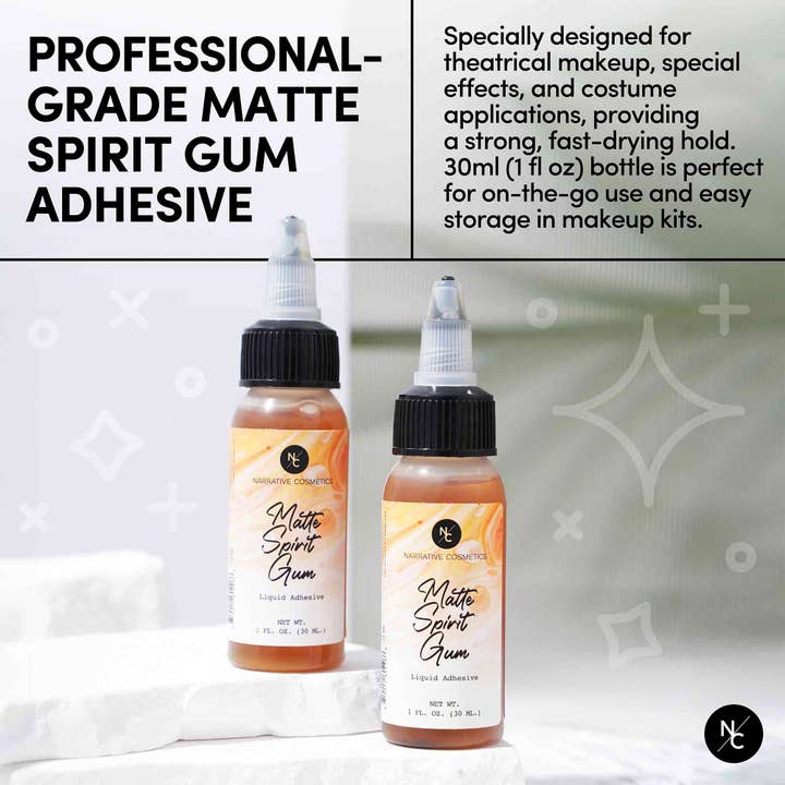 Narrative Cosmetics - Wholesale Face Paint - Adult - Professional-Grade Matte Spirit Gum Adhesive - 1 Fl. Oz.