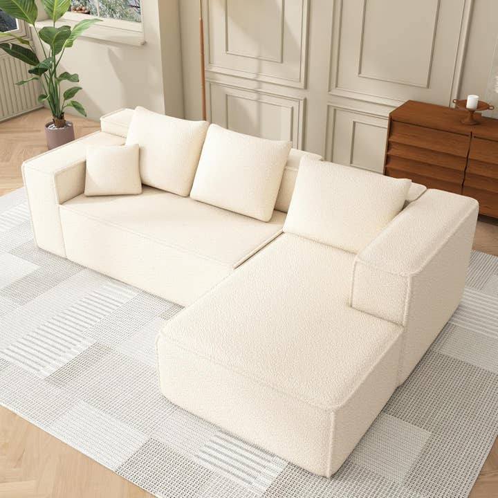 Modular Sectional Sleeper Sofa L-Shape Chaise White for wholesale on Faire