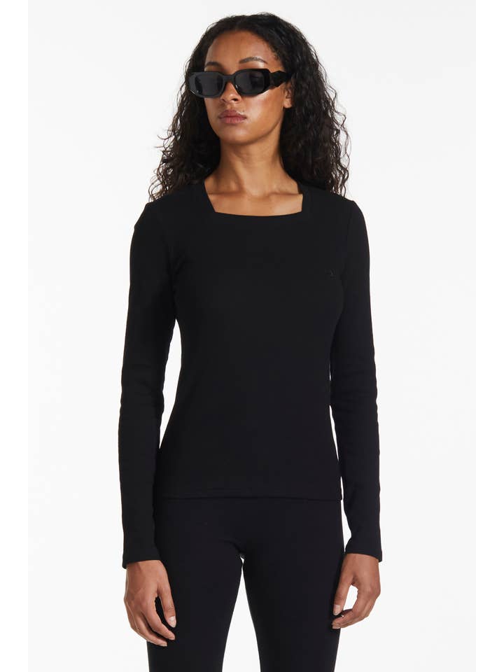 FANG - Wholesale Knit Top - Women's - Essential Square Neck Ribbed Long Sleeve6