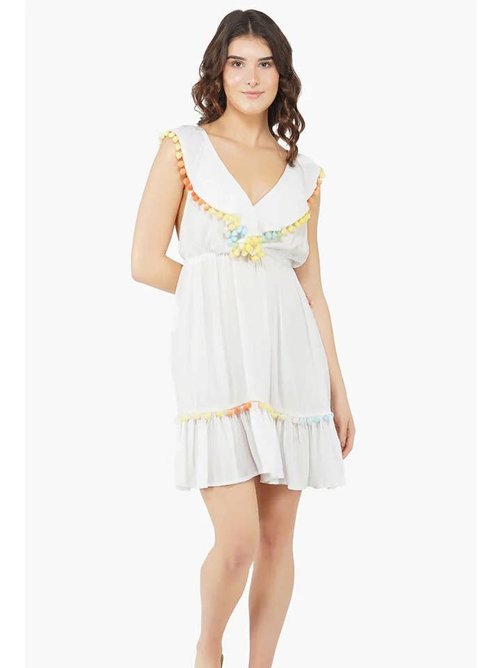 Set of 6 Confetti Fun Pom Pom Mini Dress (S,M,L) for wholesale by America & Beyond