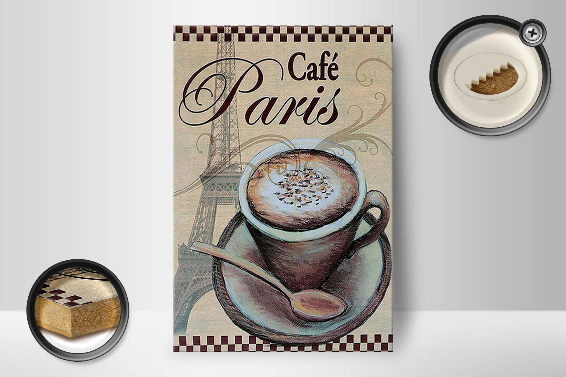 Femer - Wholesale Sign - Paris wooden sign 12x18cm Eiffel Tower coffee cup cafe1