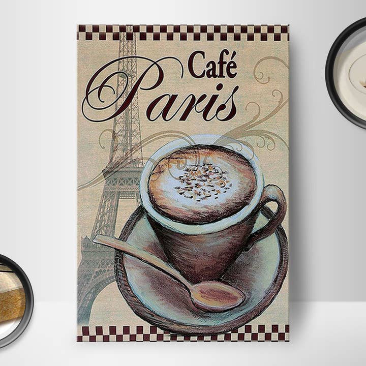 Femer - Wholesale Sign - Paris wooden sign 12x18cm Eiffel Tower coffee cup cafe1