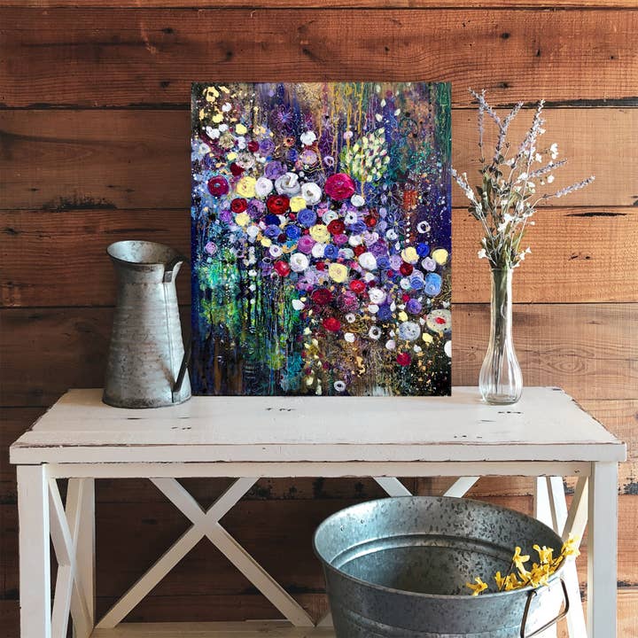 CANVAS PRINT Bold Floral Landscape, Ethereal Original Art for wholesale by Manda Marble LLC