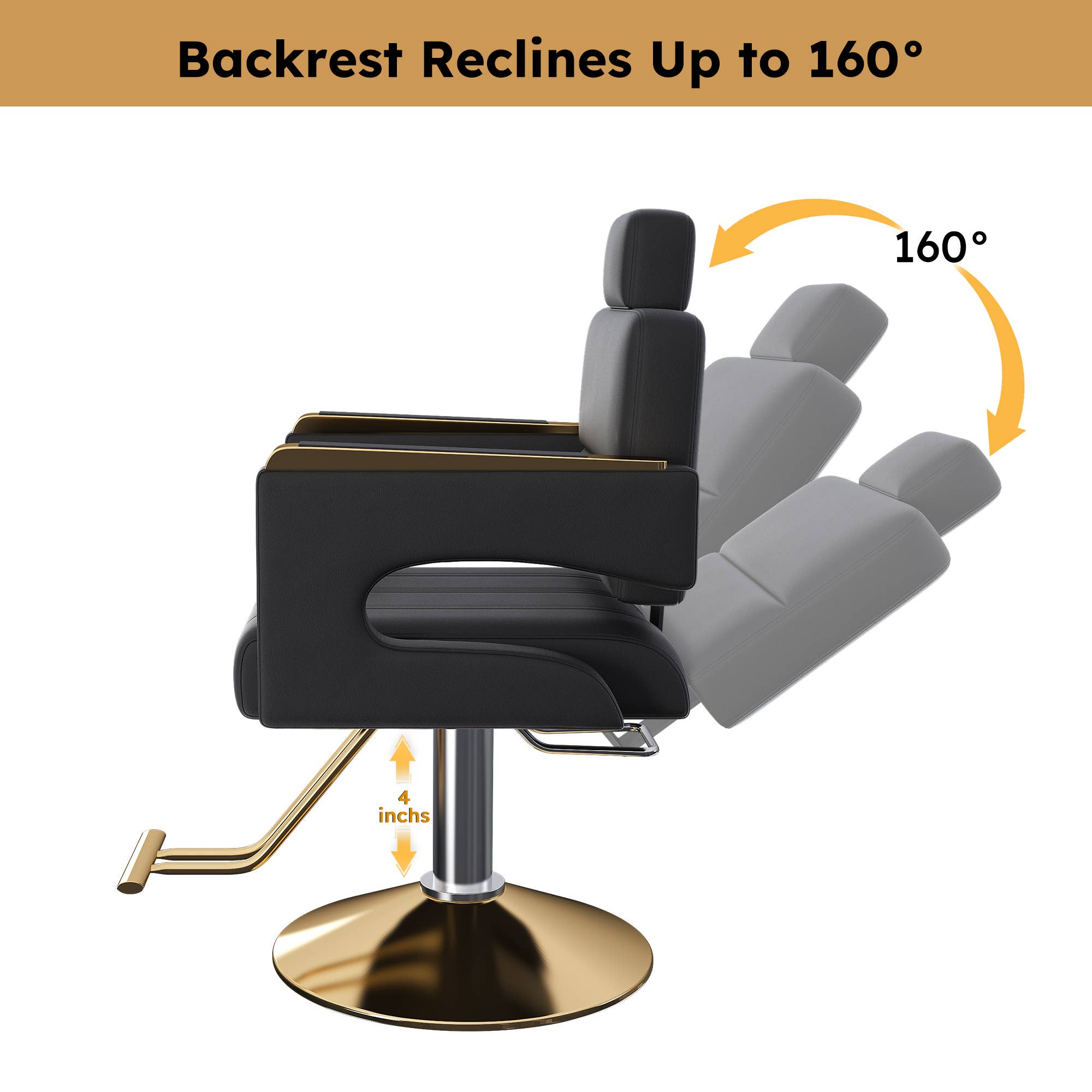 39F Inc. - Wholesale Chair - Black & Gold Professional Hydraulic Barber Salon Chair 5