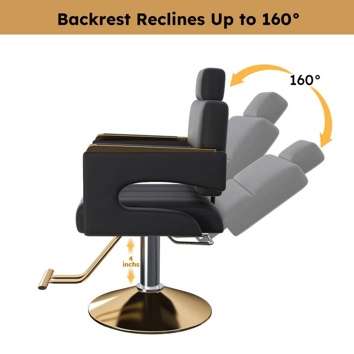 39F Inc. - Wholesale Chair - Black & Gold Professional Hydraulic Barber Salon Chair 5