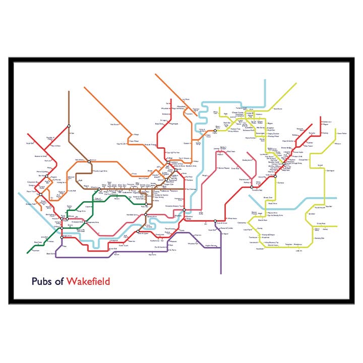 Pubs of Wakefield - Print for wholesale by The Yorkshire Print Company
