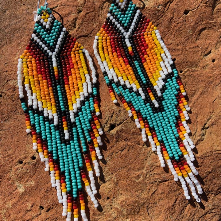 Fleurdesignz Western Jewelry - Wholesale Dangle Earrings - Serape Fringe Native American Style Earrings