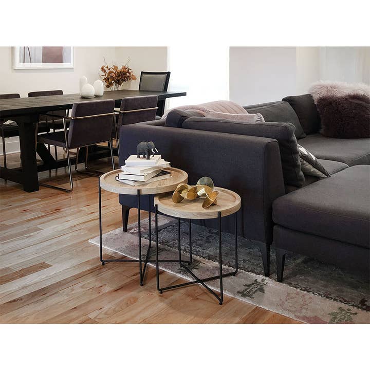 Black 2-Piece Round Concave Coffee Table (Black) for wholesale on Faire
