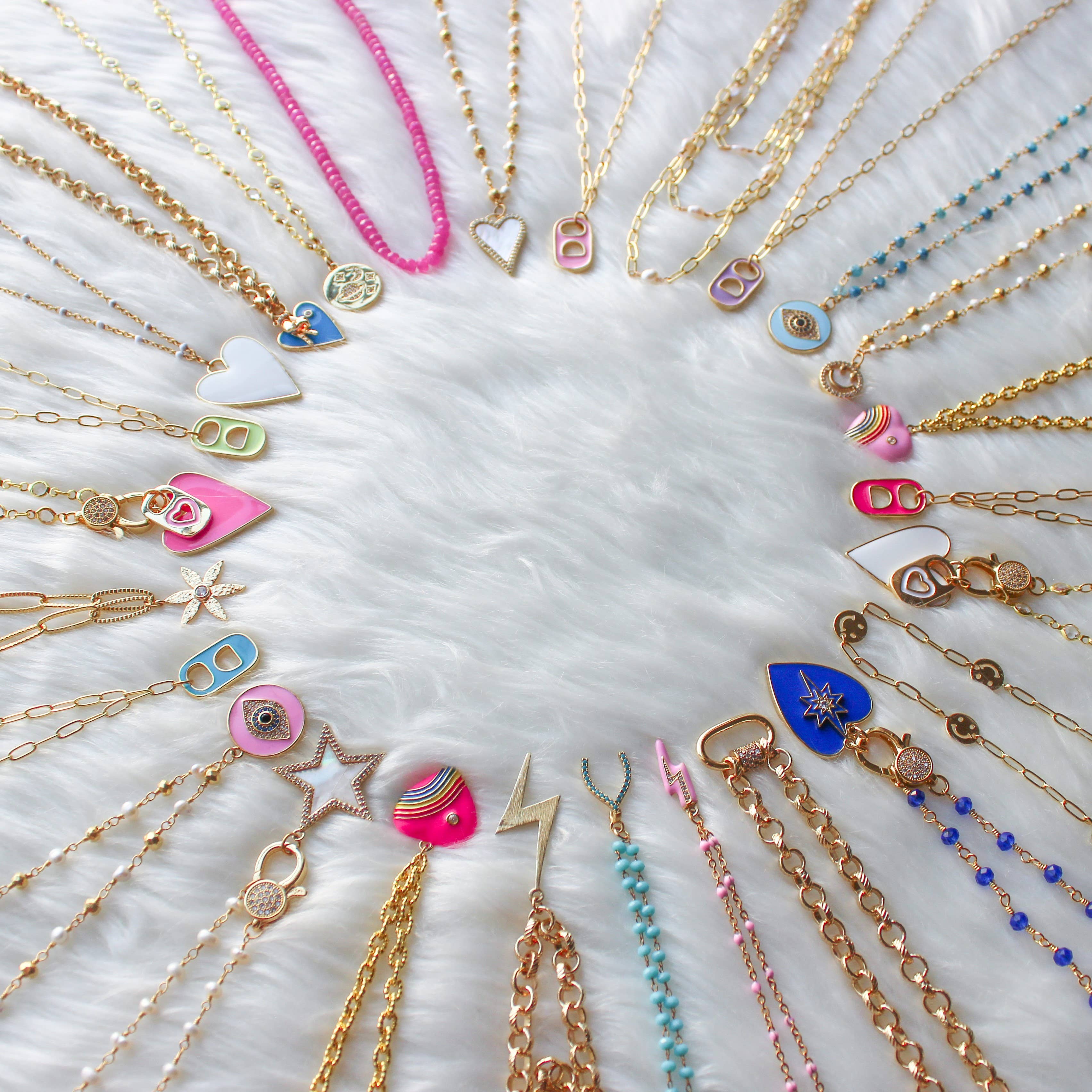 Beaded by Meg - Wholesale Pendant/Charm Necklace - Tickled Pink- Carabiner Clasp Paperclip Chain Necklace4