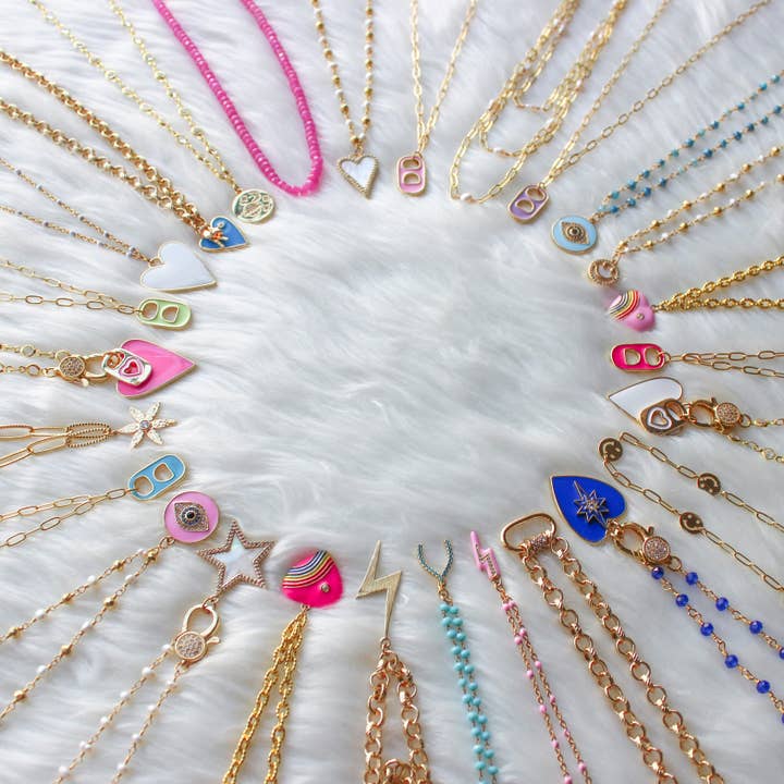 Beaded by Meg - Wholesale Pendant/Charm Necklace - Tickled Pink- Carabiner Clasp Paperclip Chain Necklace4