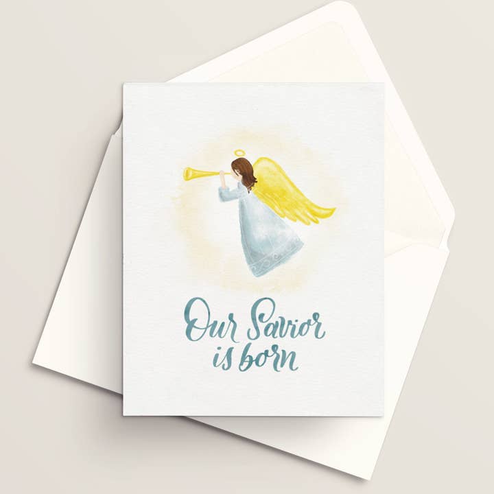 Vivi Furlong - Wholesale Christmas Card - Watercolor Angel's announcement Christmas greeting card | Christian greeting card | Hand-made greeting card | Holiday greeting card | Christmas cards | Christmas 2025 | Faith-based