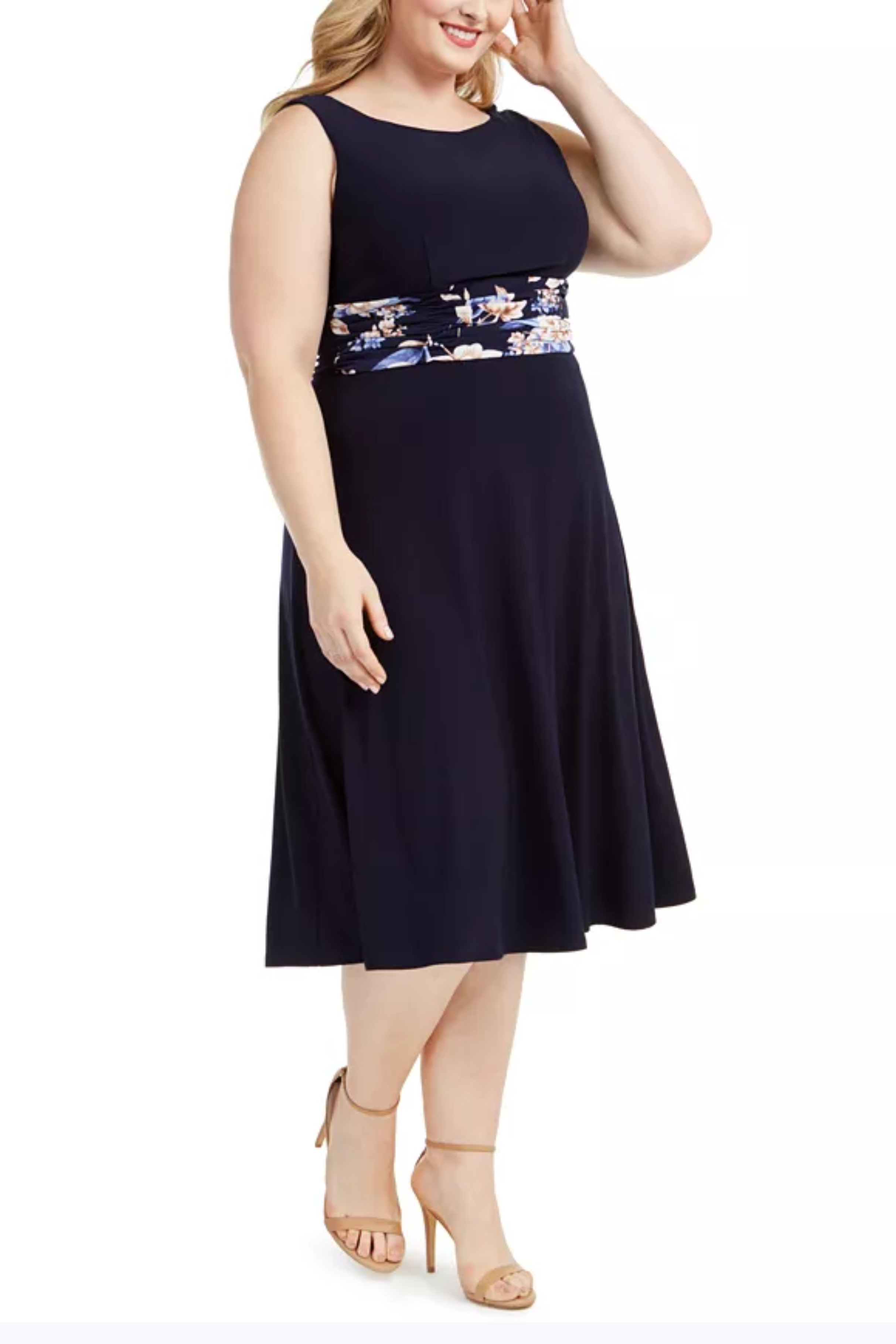NAVY TAUPE Jessica Howard Floral 2-Pc Jacket Dress PLUS SIZE for wholesale on Faire2