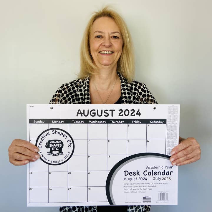 Creative Shapes Etc. - Wholesale Calendar - Academic Year Desk Calendar- Set of 2 Black & White with Pre