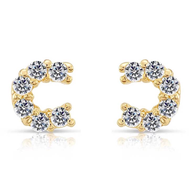 Boucles d'oreilles à tige en or jaune 10 carats pour la vente par Paris Jewelry