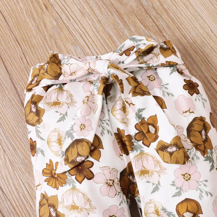 PatPat - Wholesale Clothing Set - Baby - 3-piece Crimson Romper and Floral Pants with Headband Set