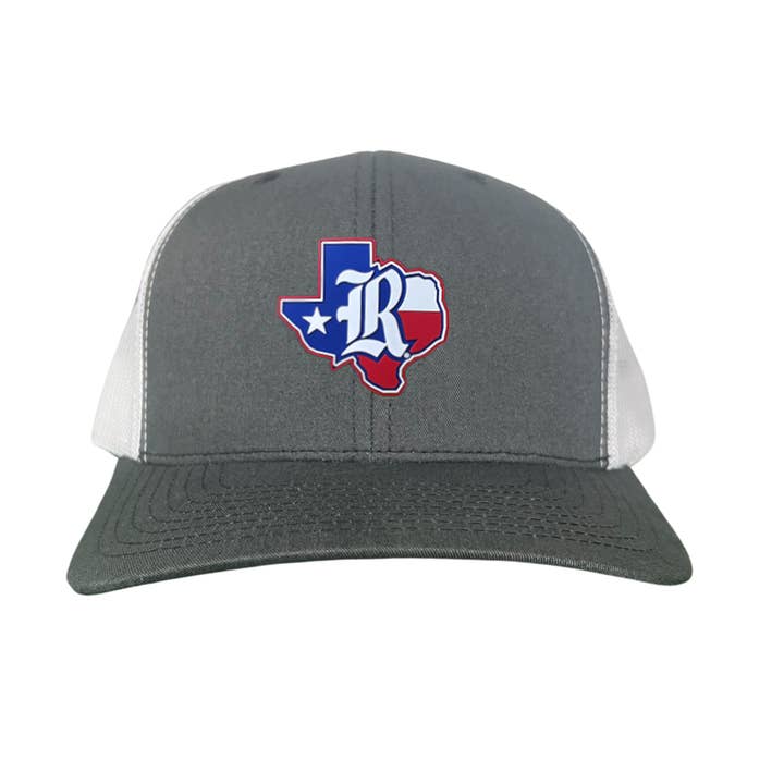 Rice University Old R State of Texas with Flag Rubber Patch / Hats / 251 / Rice056 / MM for wholesale by Last Stand Hats, LLC