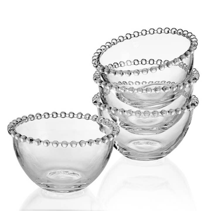 CLEAR Fitz & Floyd Beaded 5.25In Small Glass Bowl S4 Brown Bx Pkg for wholesale on Faire