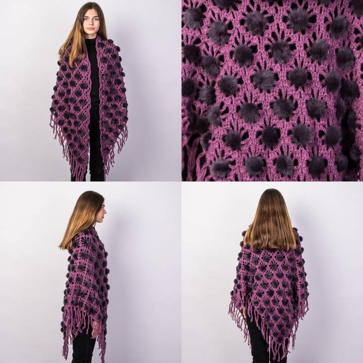 Kvinders pelscape strikket pelssjal vinterpels minkhalstørklæde for engroshandel hos FurStyleUa