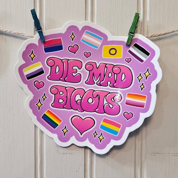 Sleepy Moth - Wholesale Sticker - "Die Mad Bigot" die-cut vinyl sticker0