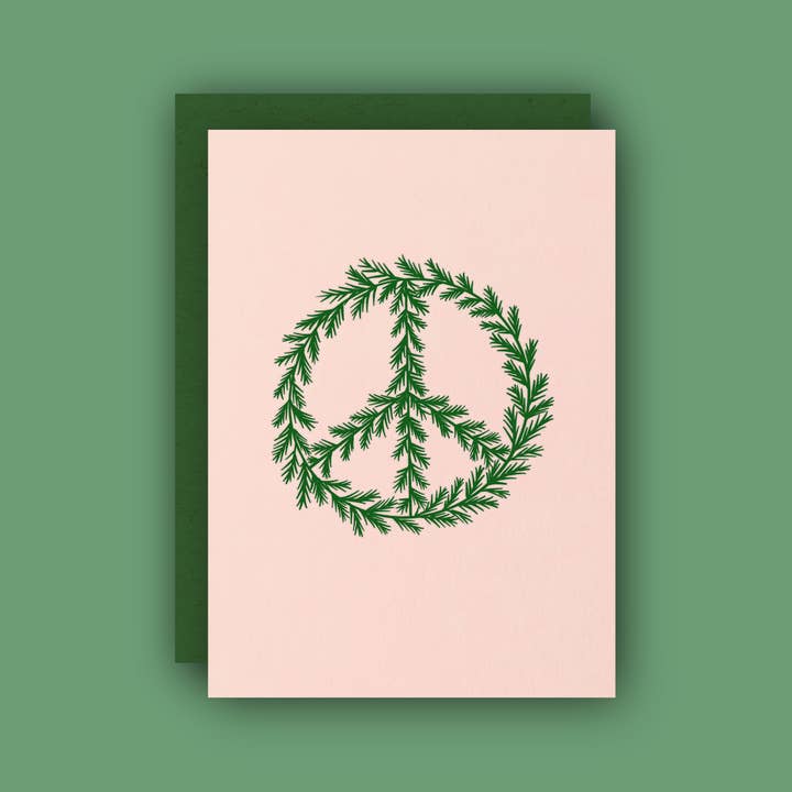 Half Pint Studio - Wholesale Season's Greetings Card - Peace Wreath Letterpress Greeting Card