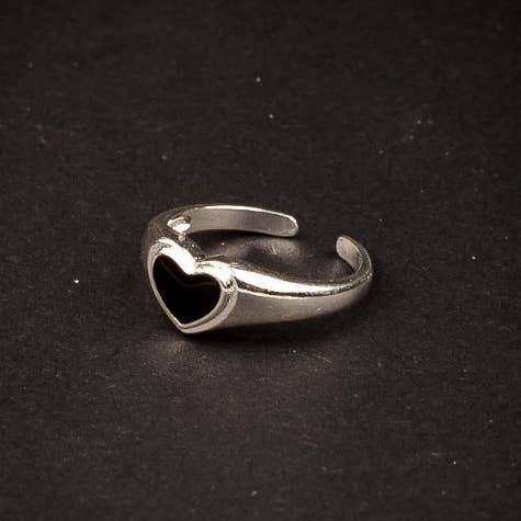 Adjustable Black Heart Ring for wholesale by Black Sand