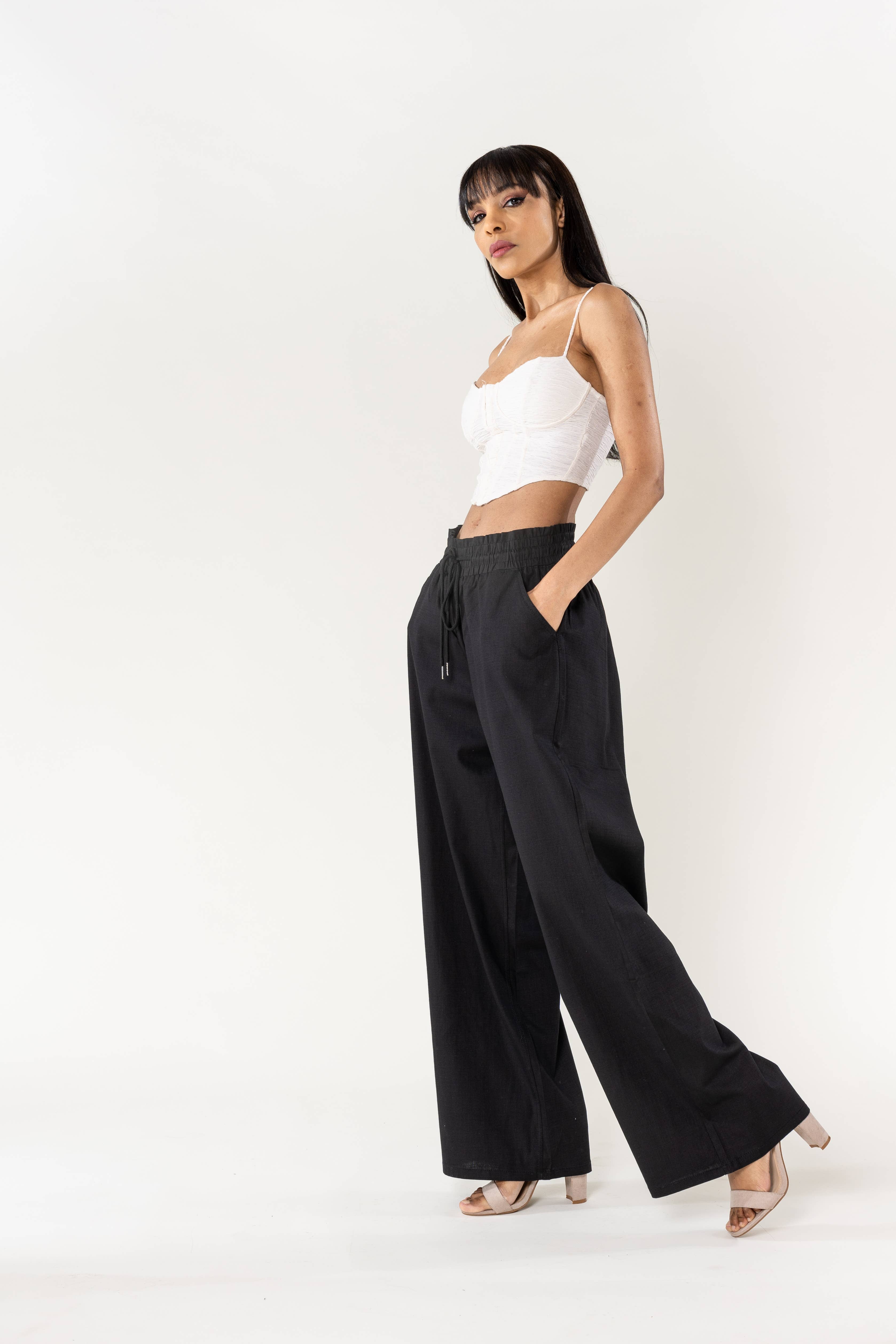 Nina Carter - Wholesale Pants - Women's - Nina Carter linen-style pants with elastic waistband A00117