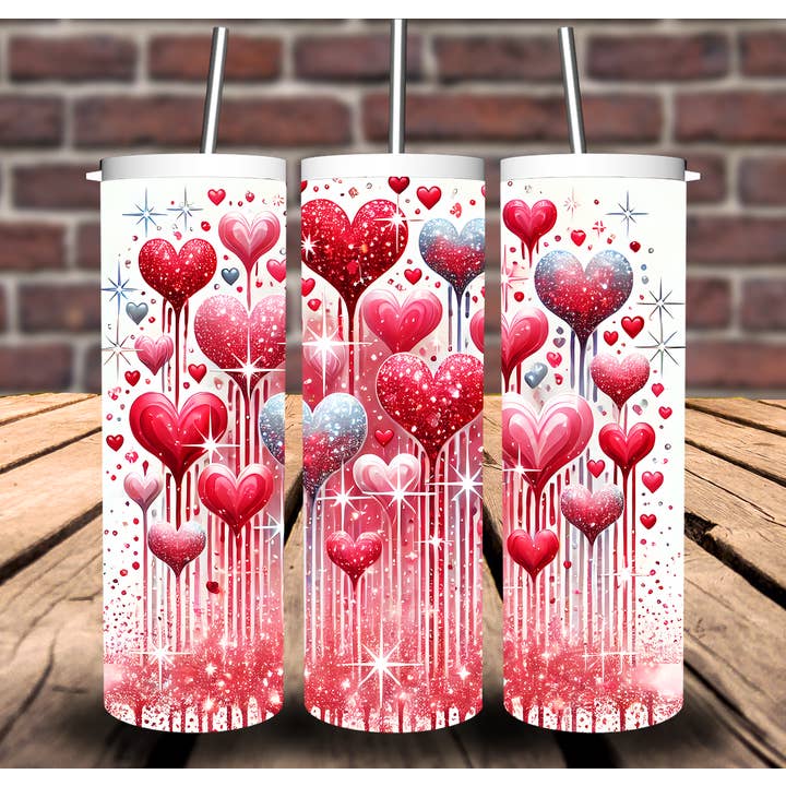 Valentine Hearts Dripping Sublimation Tumbler 20oz 30oz for wholesale by Sweet Tees