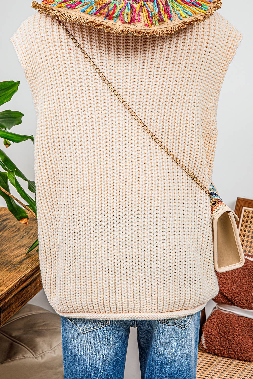 fashionworks - Wholesale Sweater Vest - Women's - Fashion-W Textured Knit Side Pockets Button Sweater Vest10