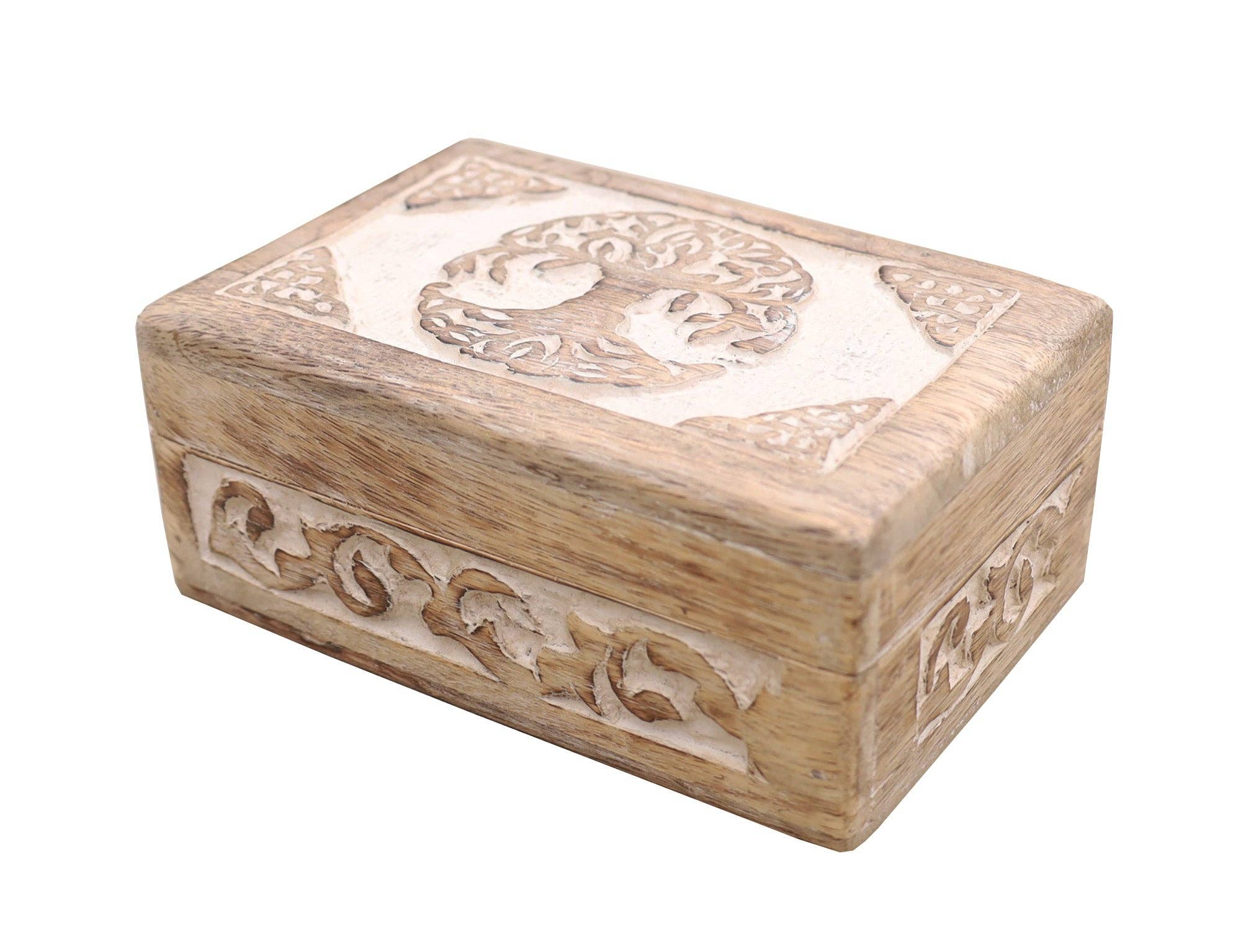 Lungta Imports – wholesale Jewellery box/organiser – Celtic Tree Of Life Hand Carved Jewelry Storage Keepsake Wooden Box8