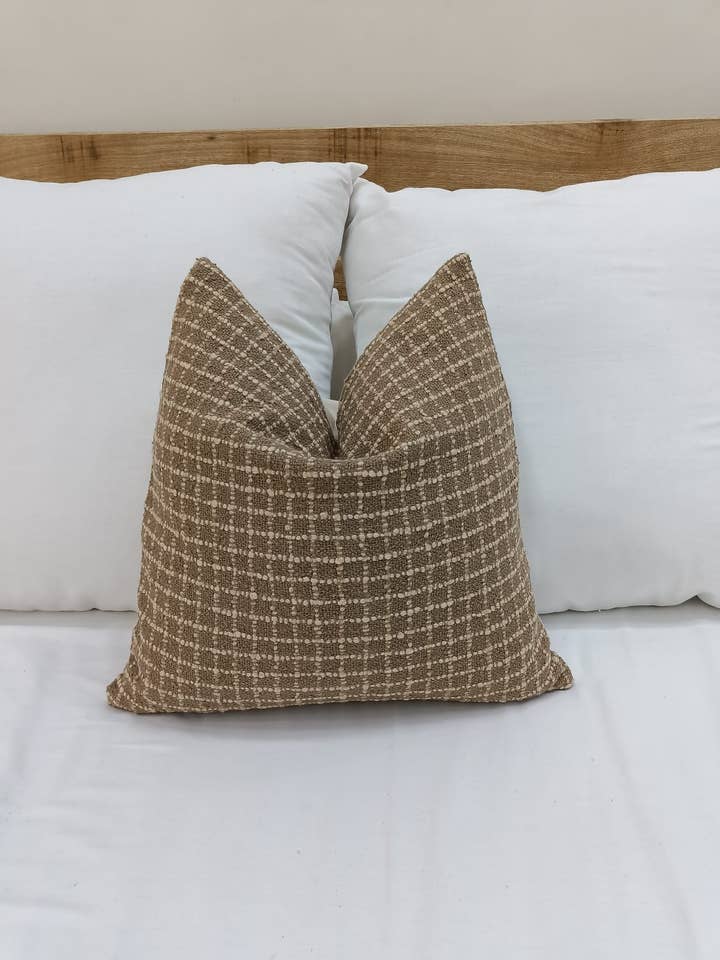 Handmade Brown Checked Cotton Cushion cover for wholesale by Urban Adorn