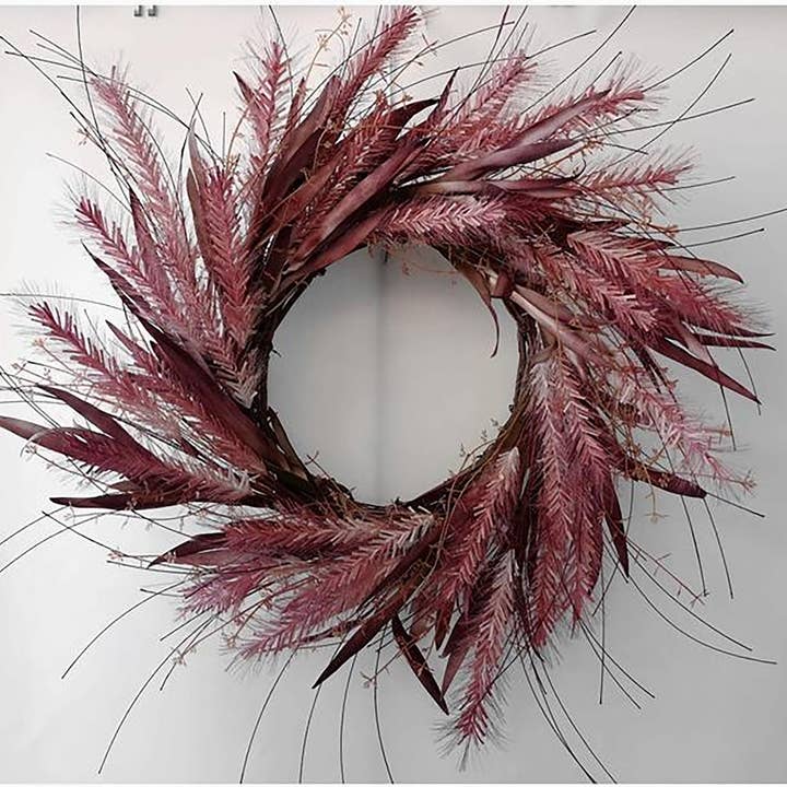 Winterland Inc. - Wholesale Wreath - Burgundy Feathered Wreath0