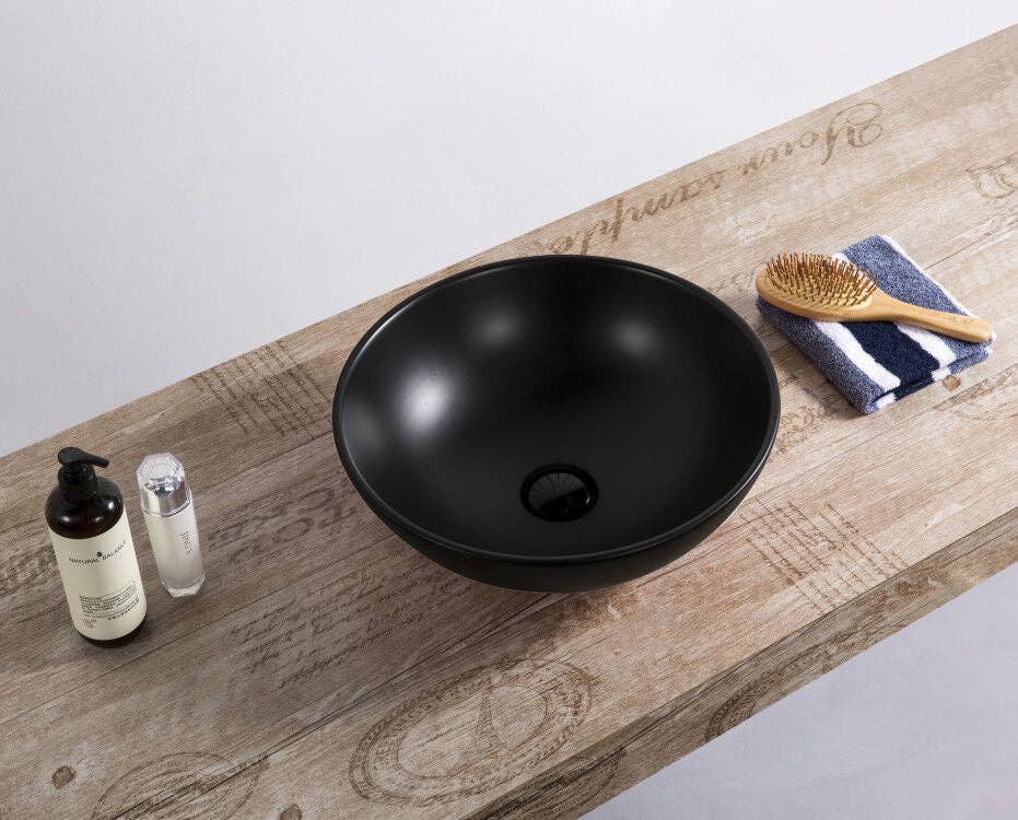 Stilform Handels GmbH - Wholesale Bathroom Accessory Set - Highline matt black ceramic washbasin as countertop washbasin without tap hole1