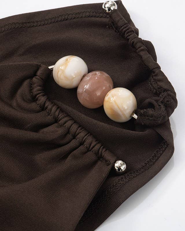 Sexy One-Shoulder Cropped Brown Tank Top for wholesale on Faire5