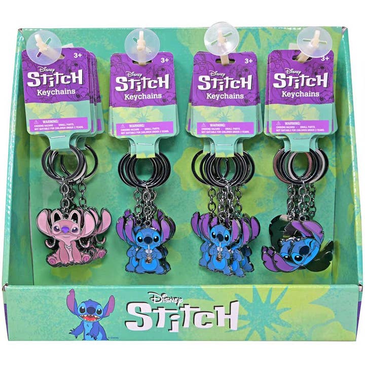 Stitch Metal Keychain on Header Card in Display 3 Asstd. for wholesale by Deluxe Import Trading
