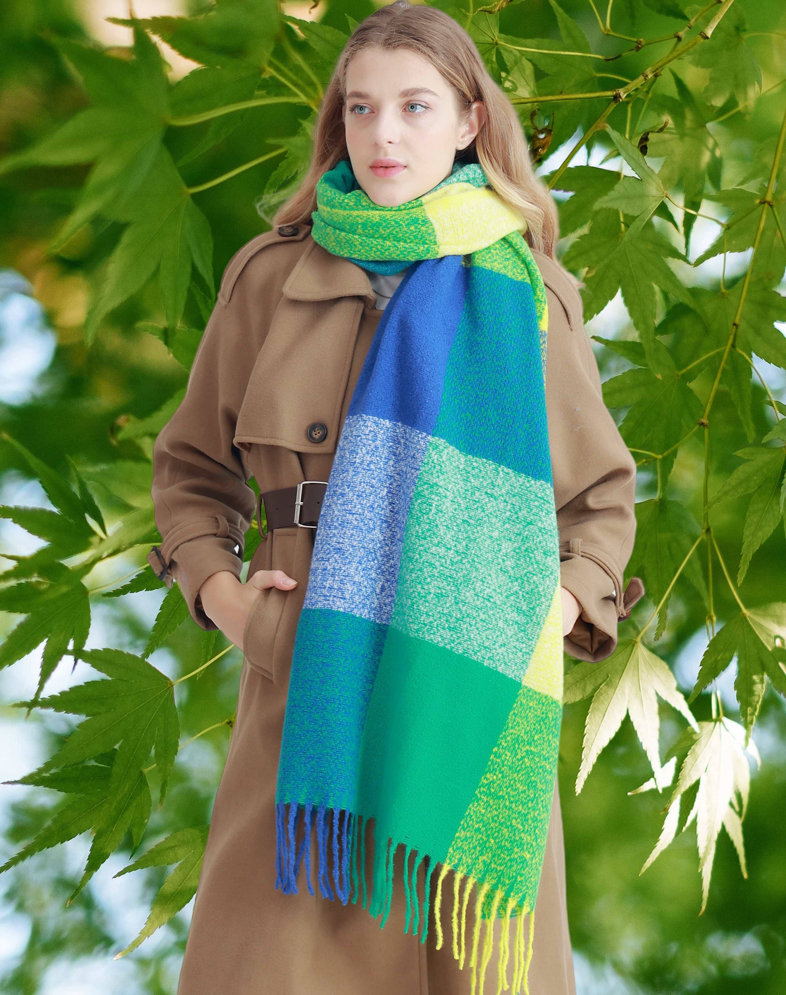 JC Sunny Fashion - Wholesale Scarf - Women's - JC023303 9 Colors--Softer Than Cashmere Colorblock Blanket Scarf7
