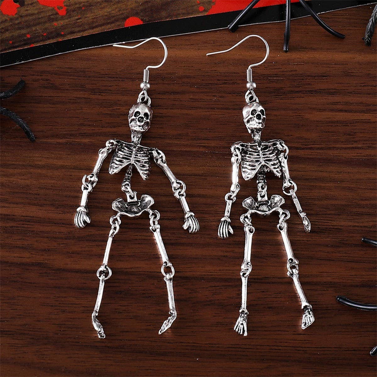Silver CREATIVE HALLOWEEN HUMAN SKULL VINTAGE EARRINGS_CWAJE1978 for wholesale on Faire1