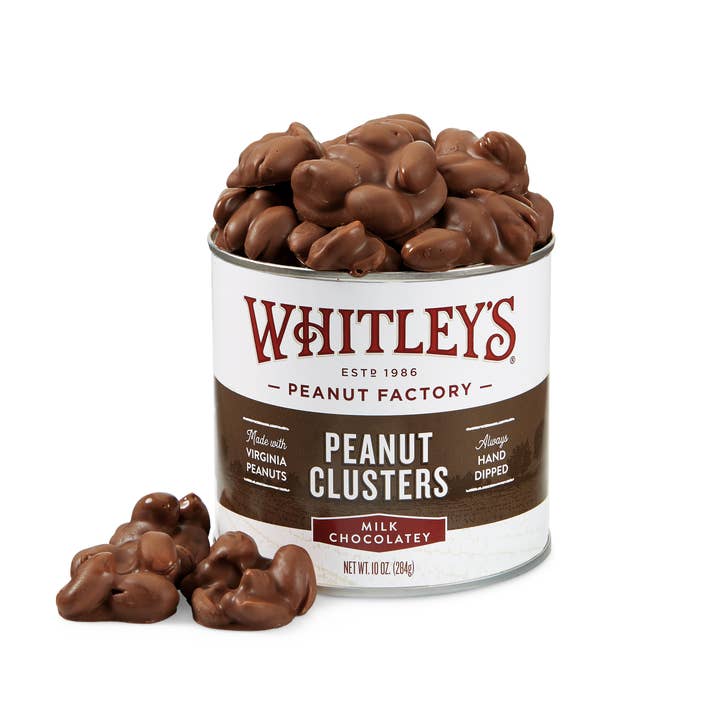 Whitley's Peanut Factory - Wholesale Chocolate Covered Sweets - 10 oz. Tins Milk Chocolatey Covered Peanut Clusters