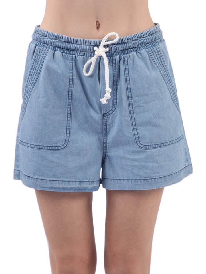 Vanilla Monkey - Wholesale Shorts - Women's - High Waist Washed Chambray Denim Shorts