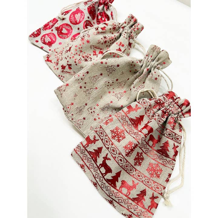 MIX COLOR Foil Printed Christmas Theme Drawstrings Bags for wholesale on Faire4