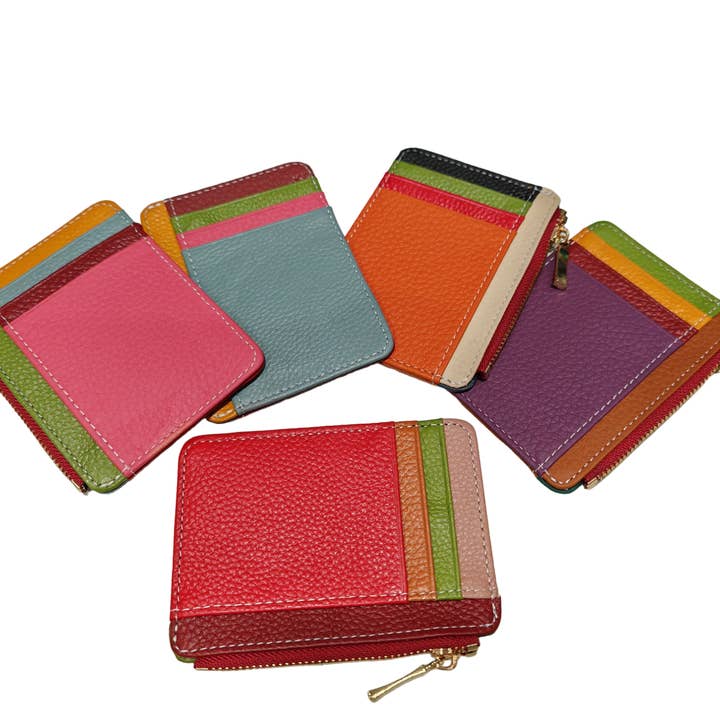 Superbia - Wholesale Coin purse – Women’s - Real Leather Flat Multicolour Card Holder Coin Purse A075