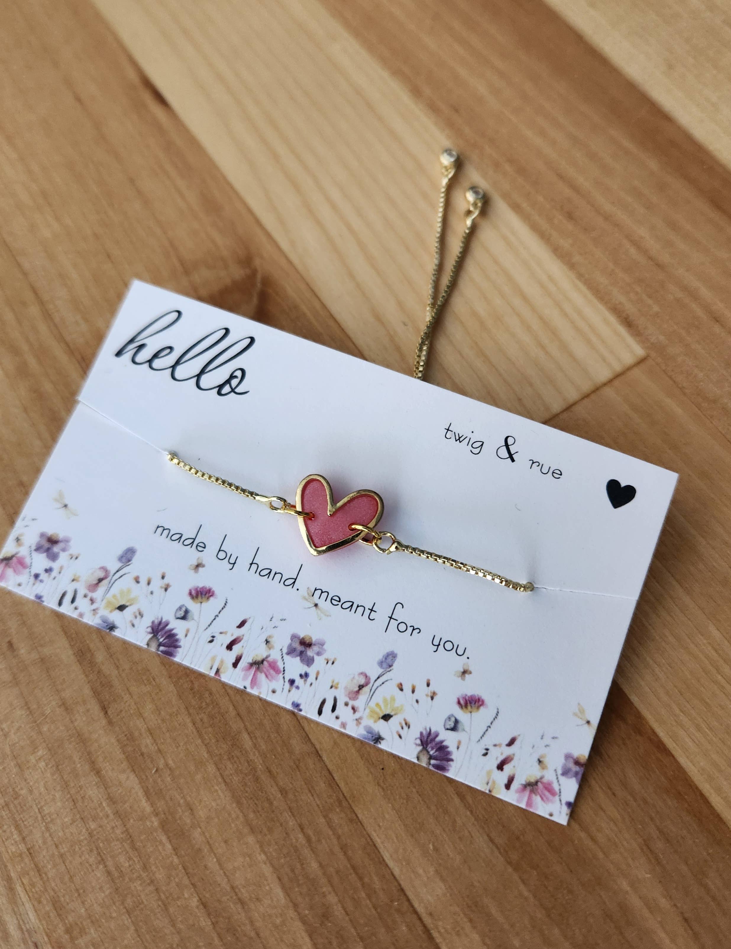 Twig & Rue boutique - Wholesale Charm/Dangle Bracelet - Gold Heart Slider Bracelet- 18k gold plated6