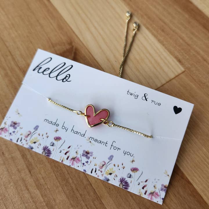 Twig & Rue boutique - Wholesale Charm/Dangle Bracelet - Gold Heart Slider Bracelet- 18k gold plated6