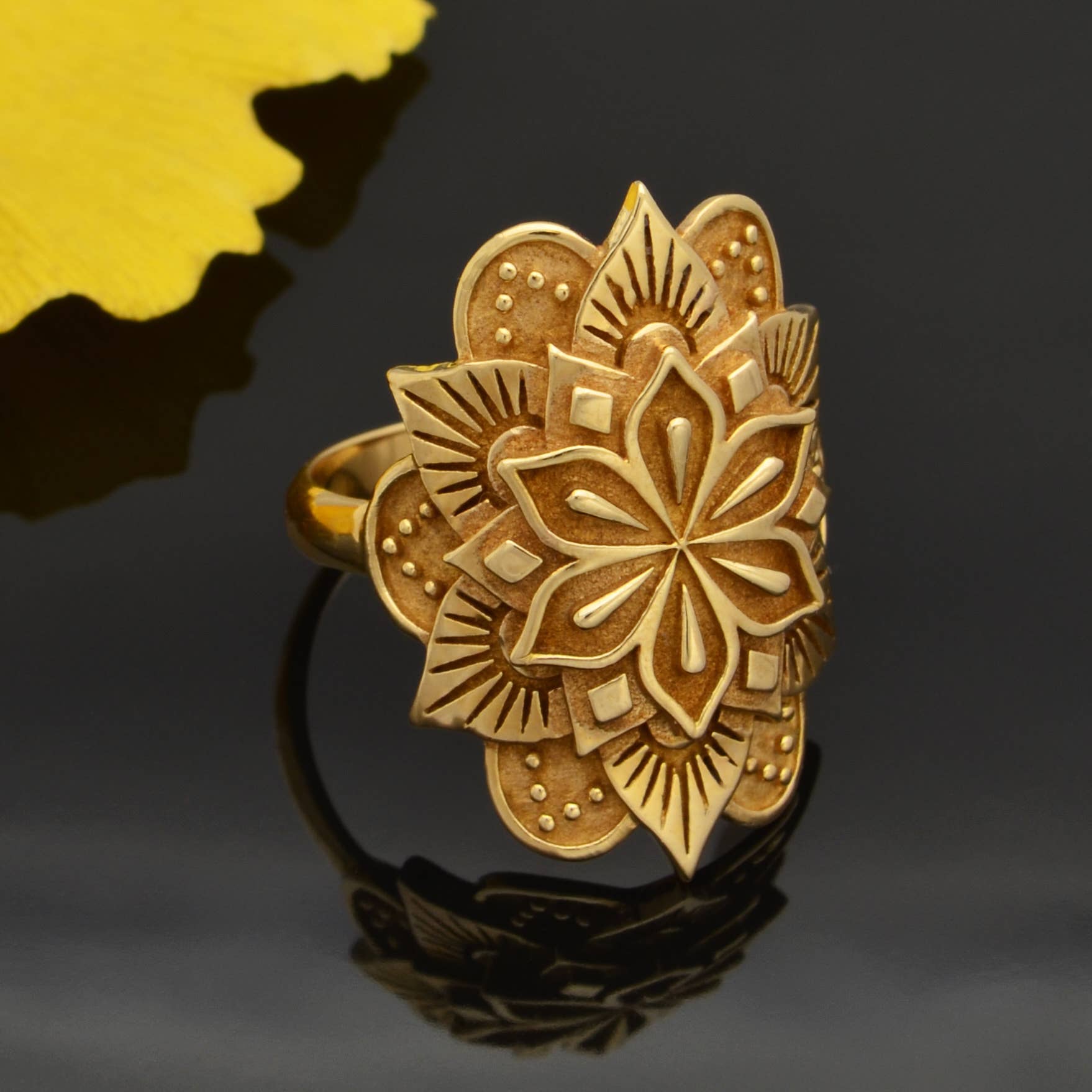Nina Designs - Wholesale Cocktail/Statement Ring - Sterling Silver or Bronze Large Mandala Ring1